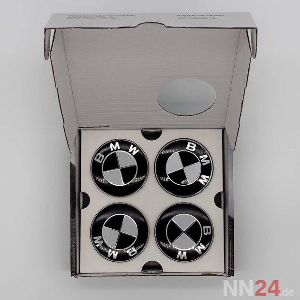 4er Set BMW Nabendeckel Feststehend Schwarz/Weiß nabennerd24.de