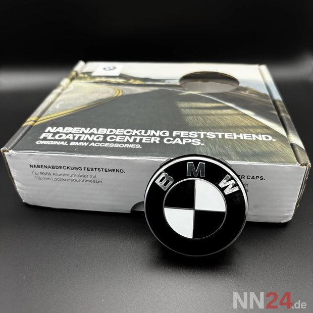 4er Set BMW Nabendeckel Feststehend Schwarz/Weiß nabennerd24.de