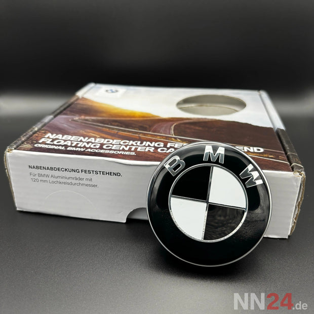 4er Set BMW Nabendeckel Feststehend Schwarz/Weiß nabennerd24.de