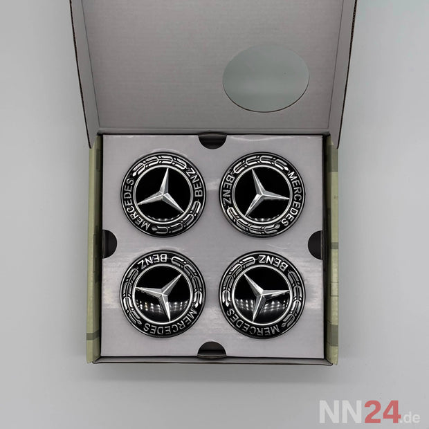4er Set Mercedes-Benz Dynamic Nabendeckel Schwarz nabennerd24.de
