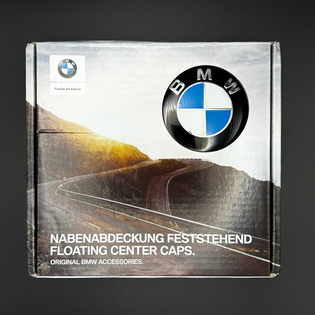4er Set Original BMW Nabendeckel Feststehend Spinner Blau/Weiß nabennerd24.de